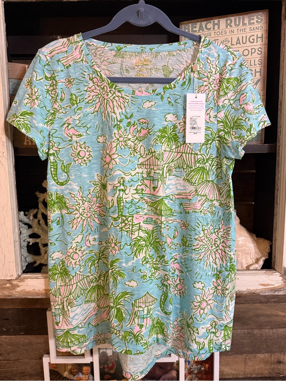 Lilly Pulitzer Etta Scoop Neck Tee Sun Bathers Bliss